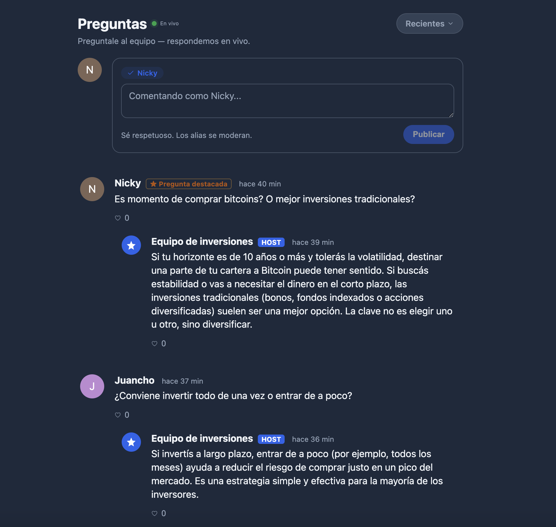 El mismo widget de Civis en modo oscuro